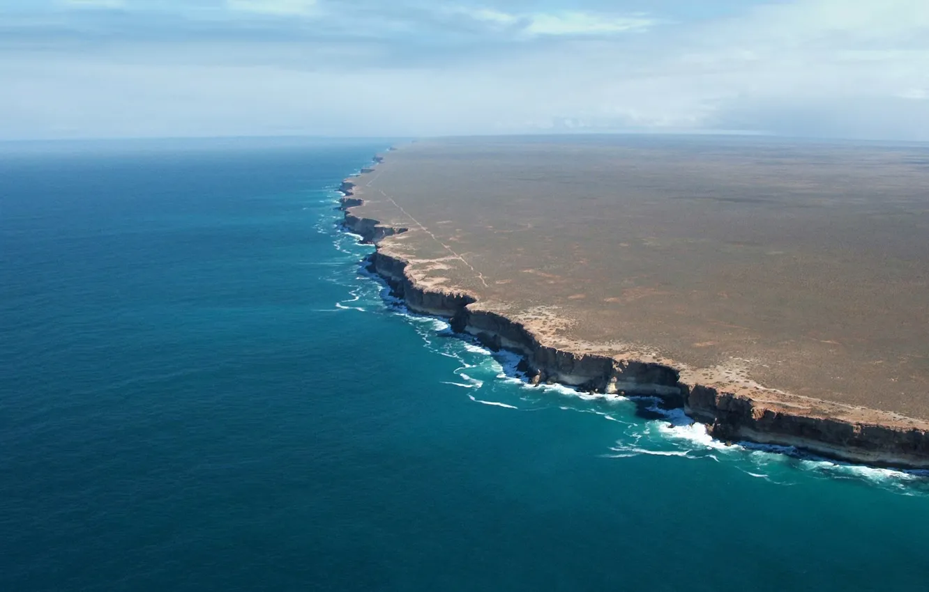 Photo wallpaper the ocean, shore, Australia, South Australia, Nullarbor