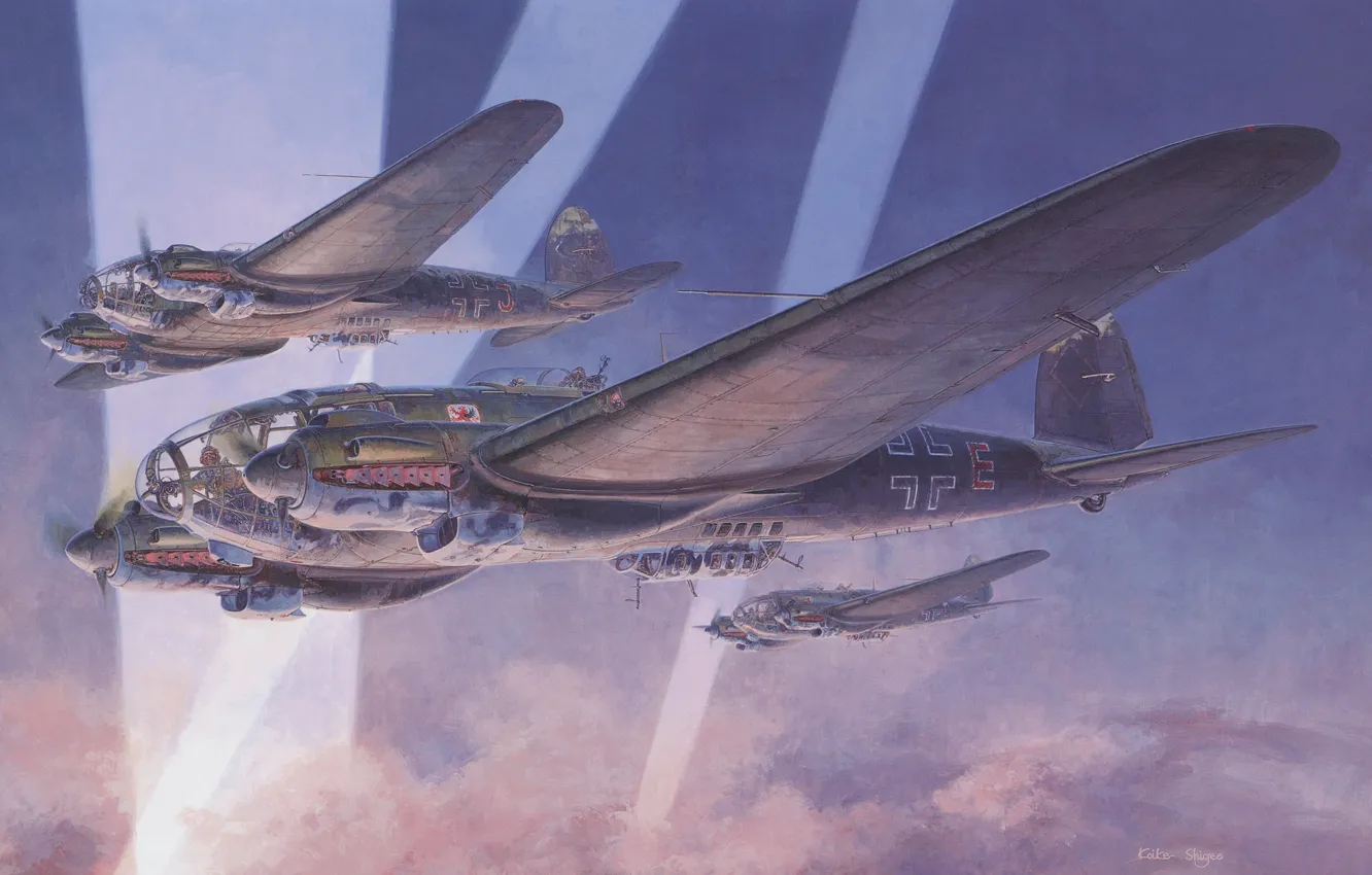Photo wallpaper Germany, bomber, the Wehrmacht, Luftwaffe, koike shigeo, Heinkel He 111, He 111P