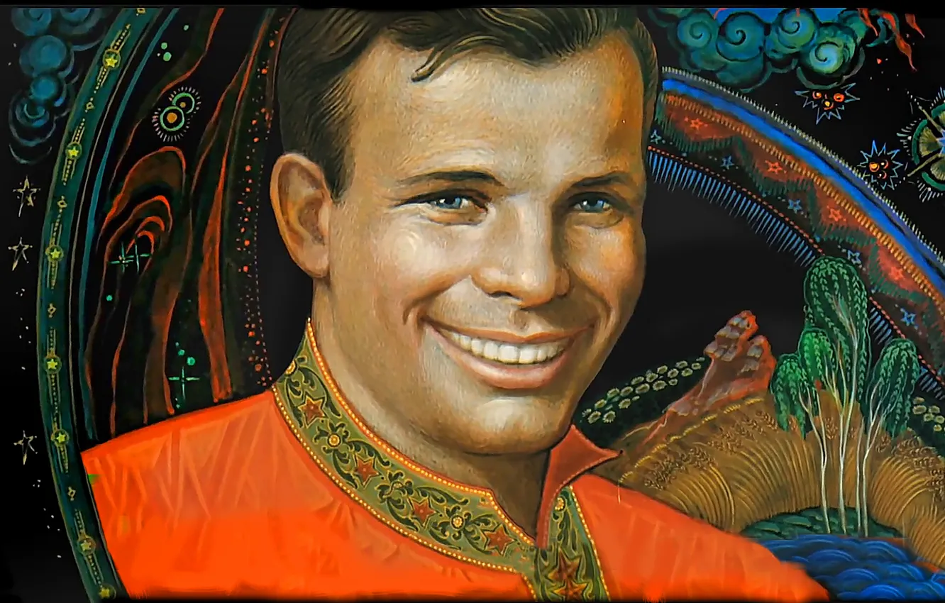 Photo wallpaper smile, astronaut, hero, legend, pilot, Yuri Gagarin