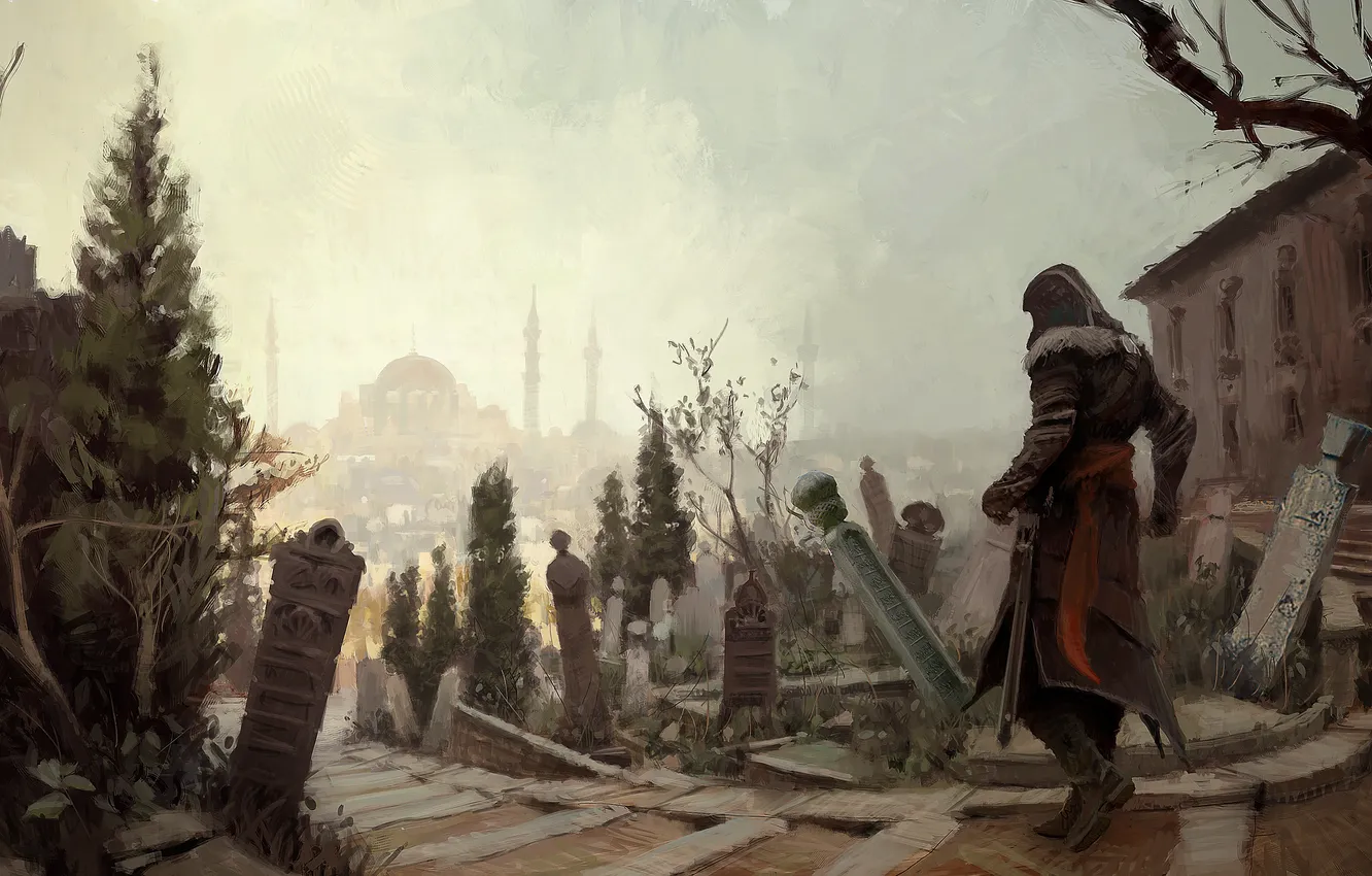 Photo wallpaper the city, cemetery, assassin, Ezio, Constantinople, Assassin’s Creed: Revelations