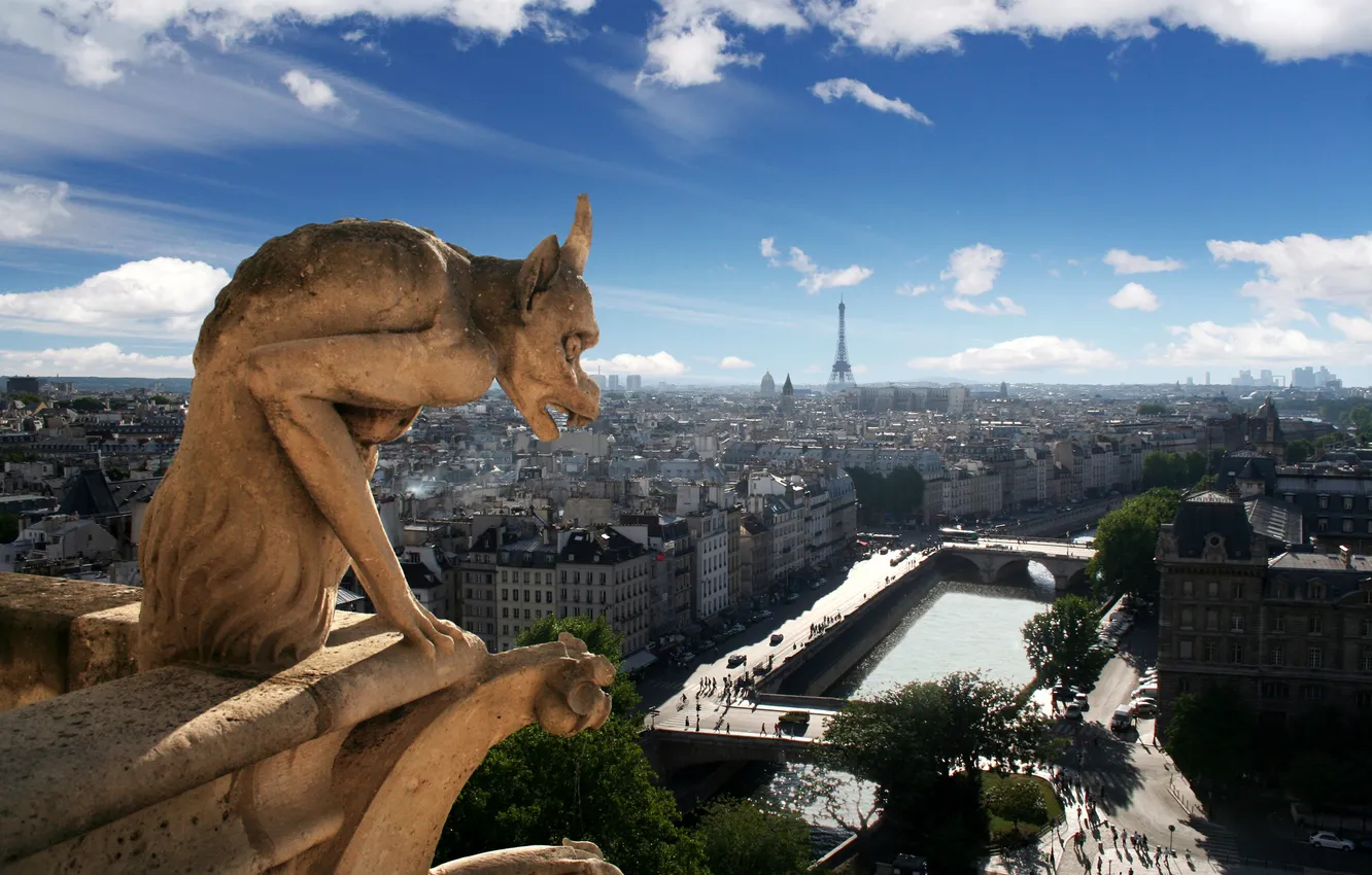 Photo wallpaper the sky, clouds, the city, France, Paris, view, home, panorama