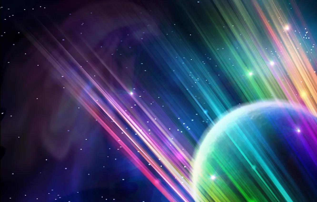 Photo wallpaper line, rainbow, planet