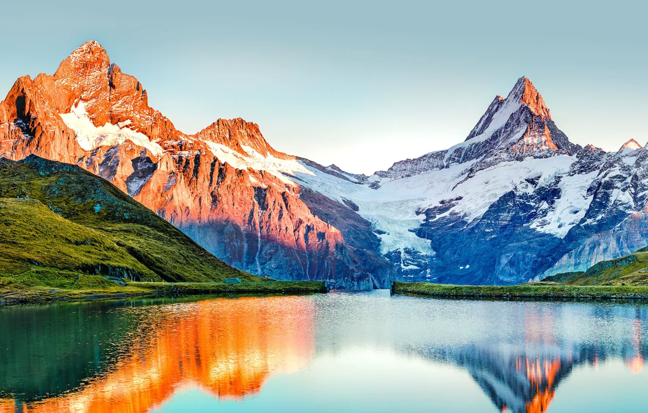 Photo wallpaper nature, mountains, lake