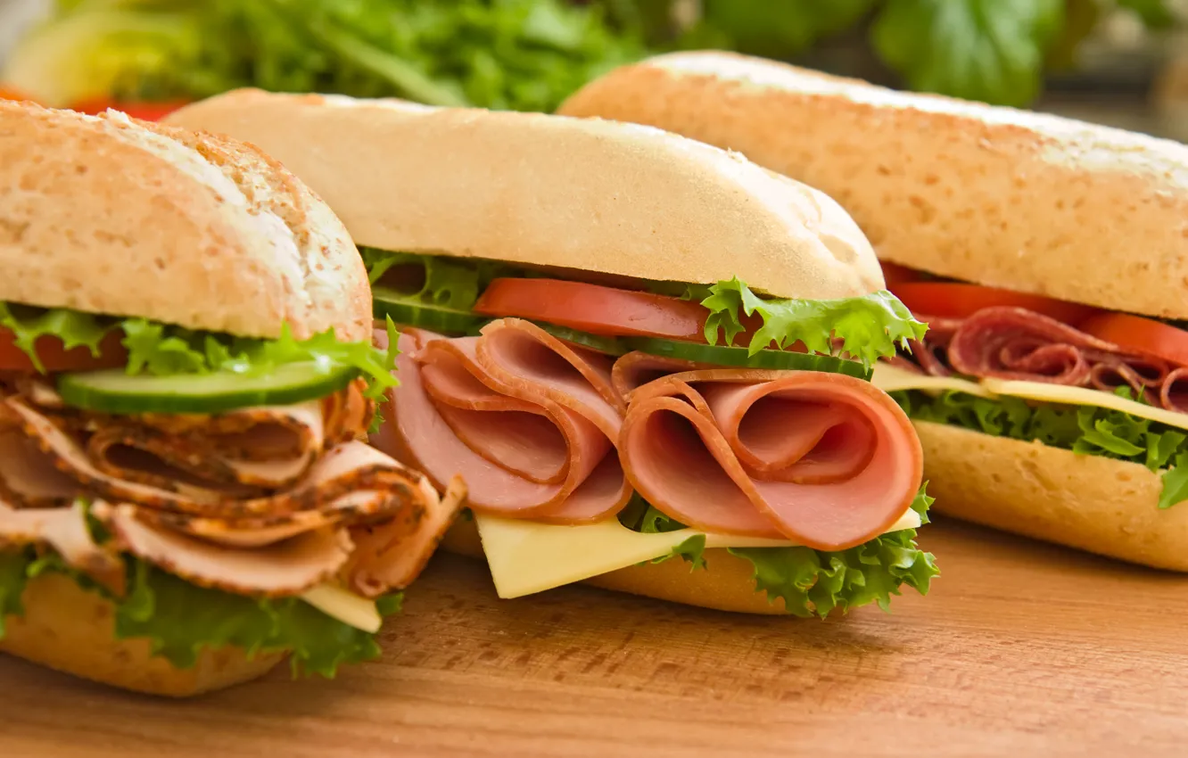 Photo wallpaper cheese, vegetables, tomatoes, roll, cucumbers, salmon, fast food, ham