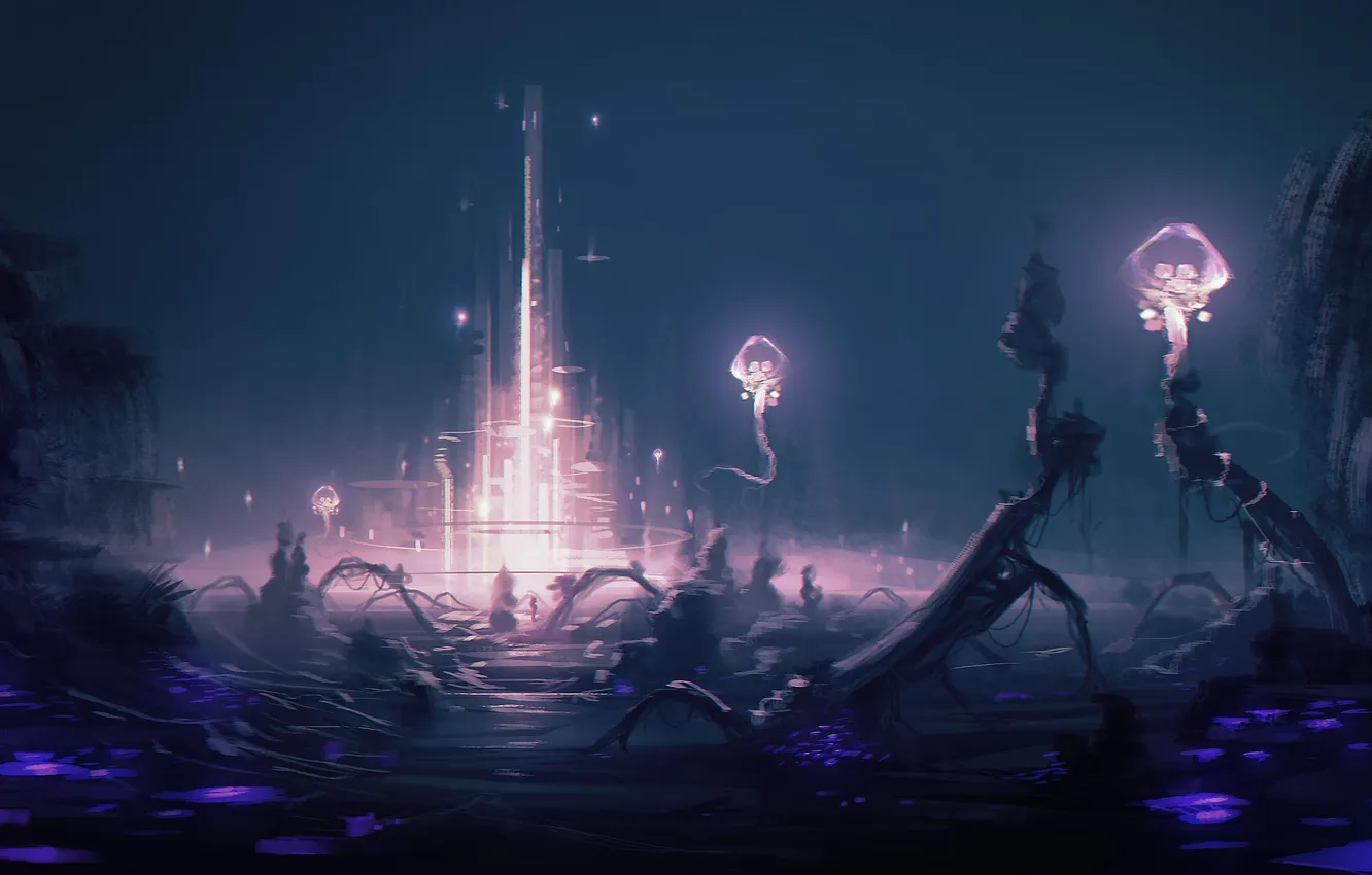 Photo wallpaper night, castle, being, art