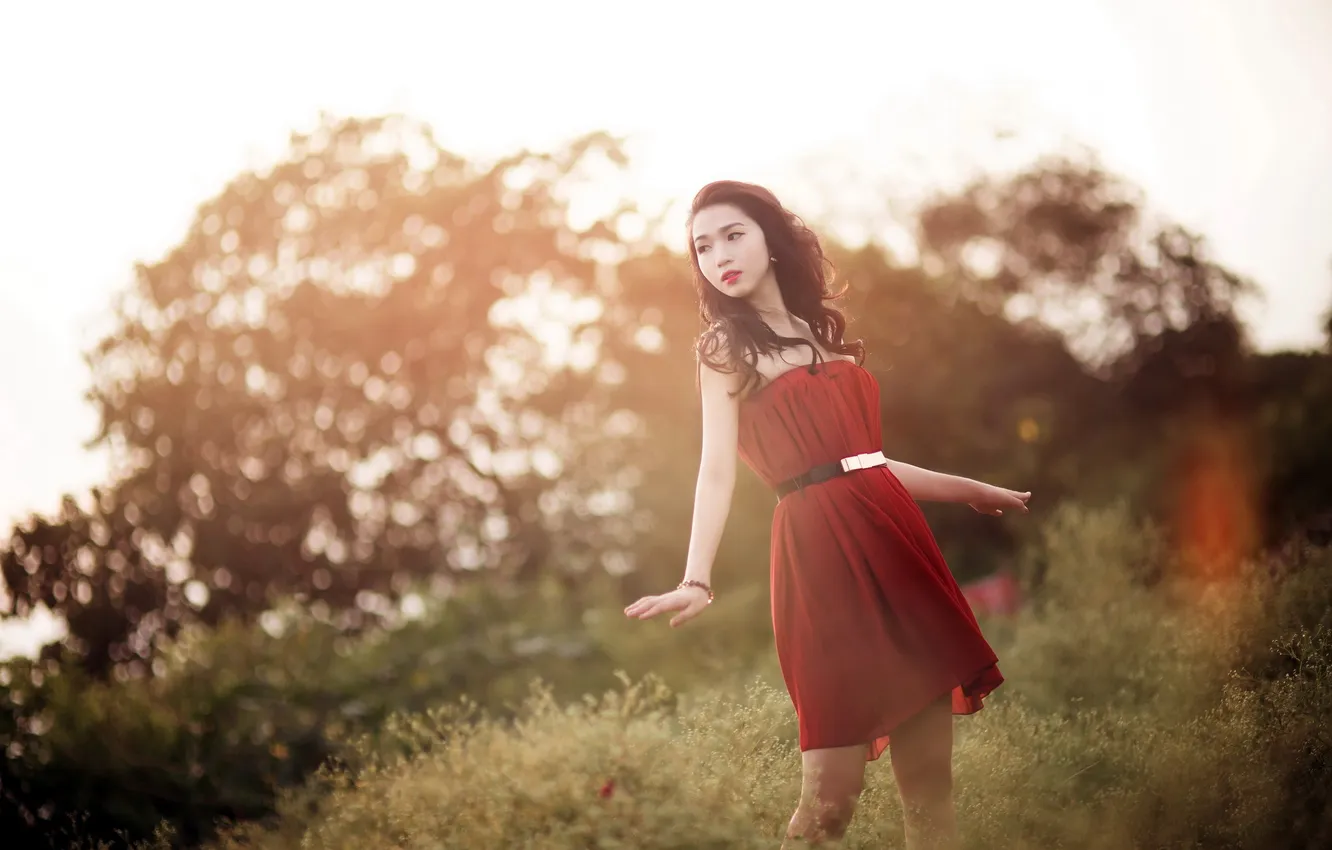 Photo wallpaper girl, nature, Asian