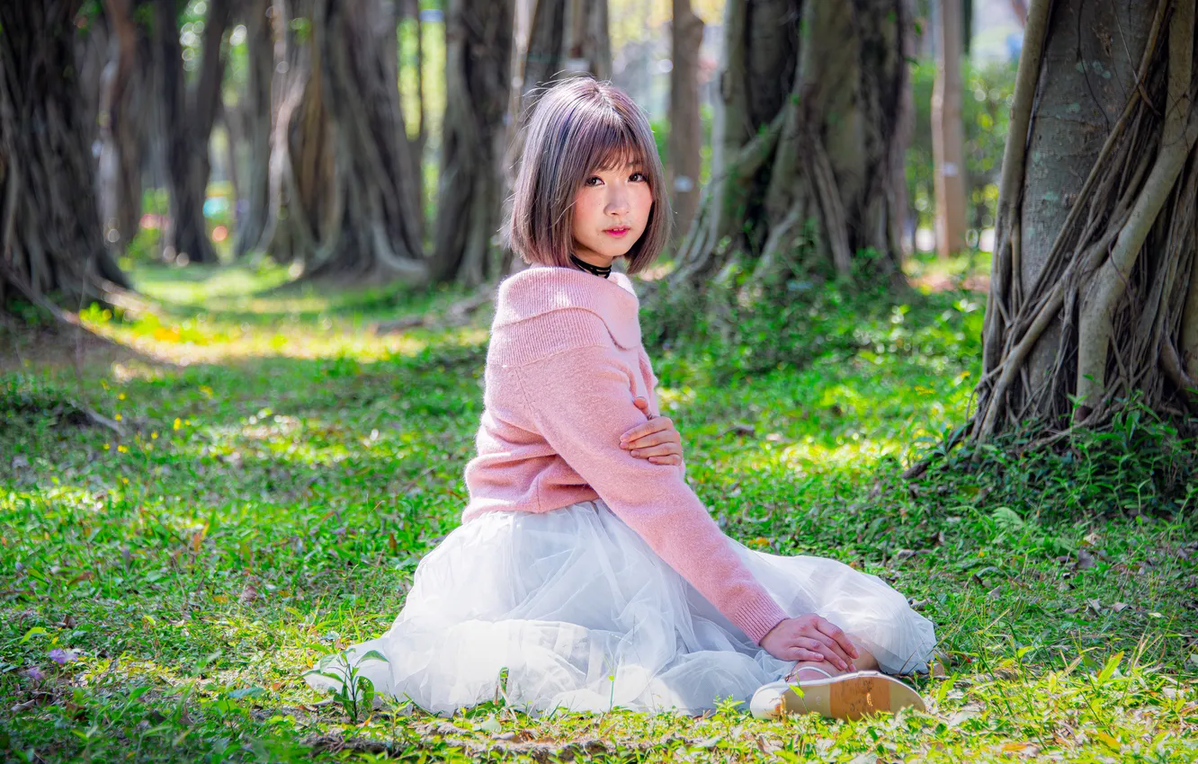 Photo wallpaper girl, dress, blouse, Asian