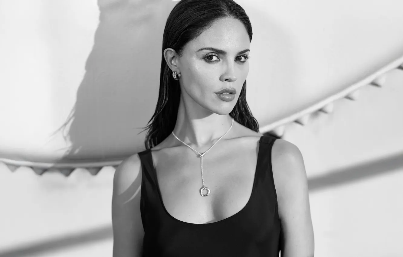 Photo wallpaper look, girl, decoration, makeup, actress, lips, black and white, beautiful