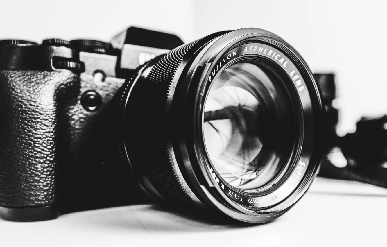 Photo wallpaper camera, black and white, lens, Fujifilm, b/w, Fujifilm X-T1