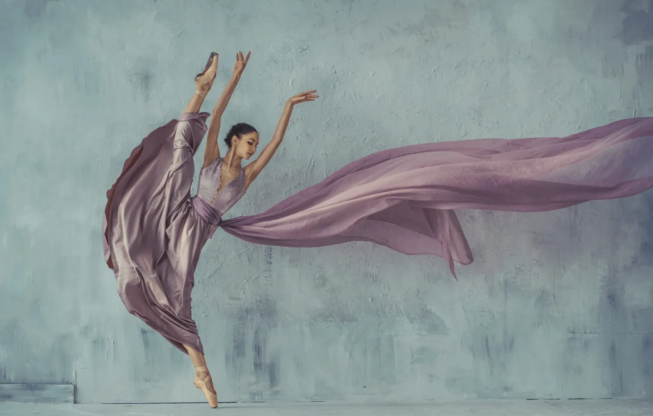 Photo wallpaper girl, pose, wall, dance, hands, ballerina, ballet, Pointe shoes