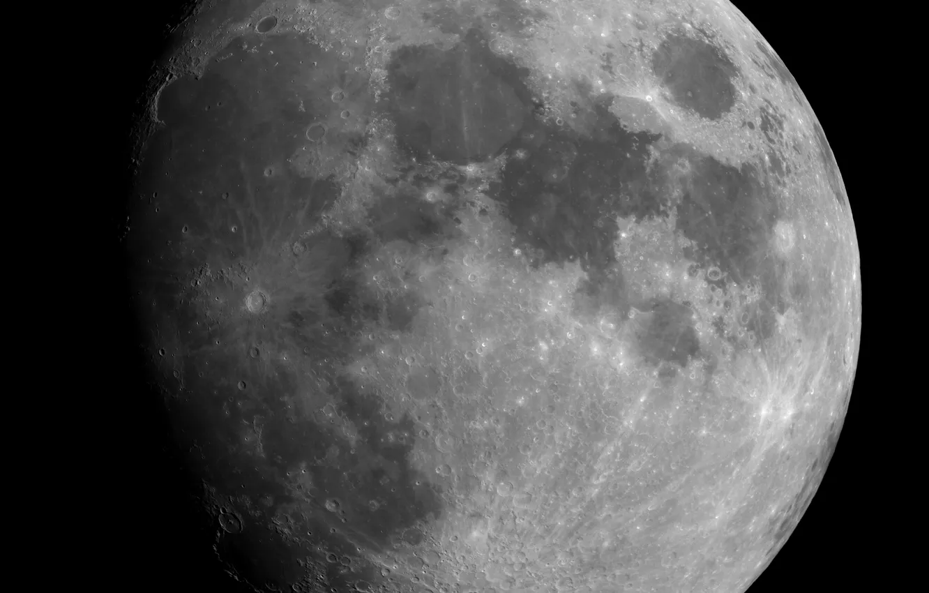 Photo wallpaper Wallpaper, the moon, black and white, Earth satellite