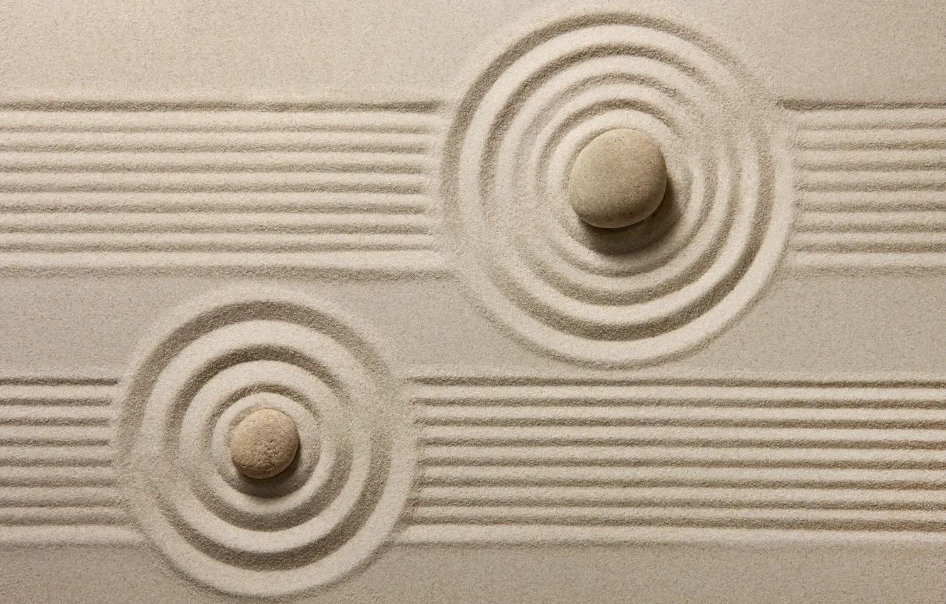 Photo wallpaper sand, stones, stone, sand, zen