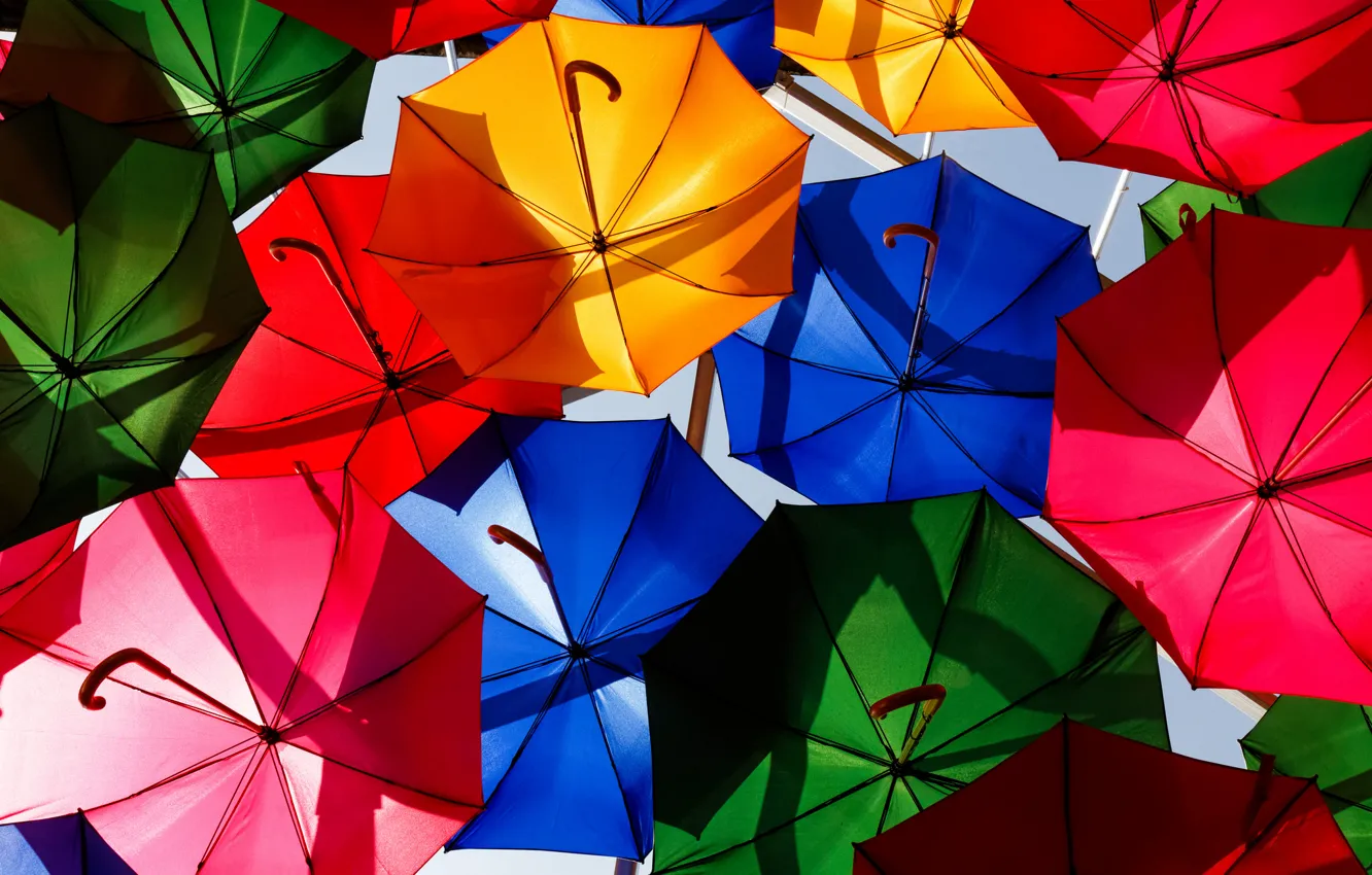 Photo wallpaper bright, umbrellas, colorful