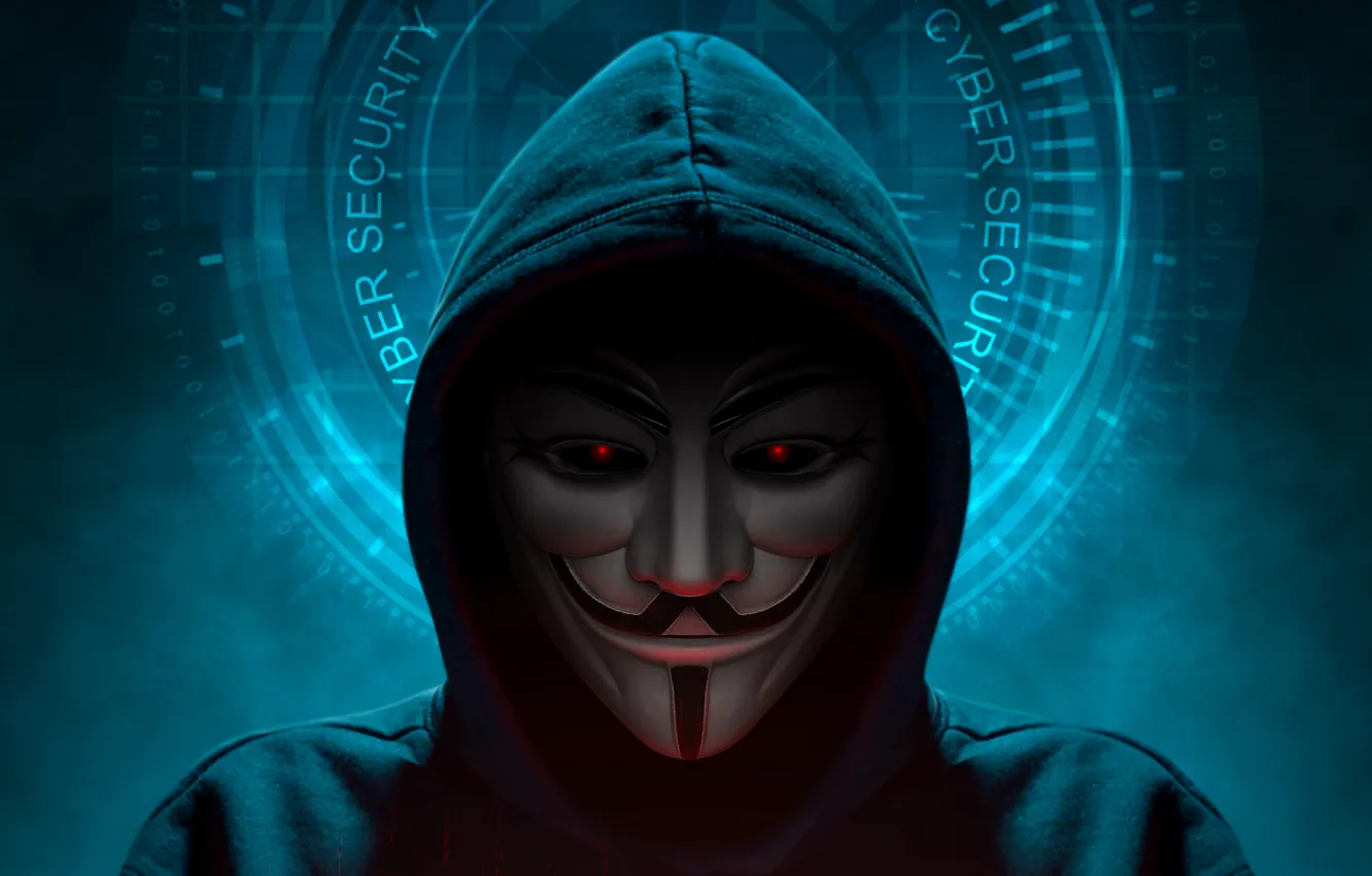 Photo wallpaper mask, hood, anonymous, hacker, Anonymous, cyber guy