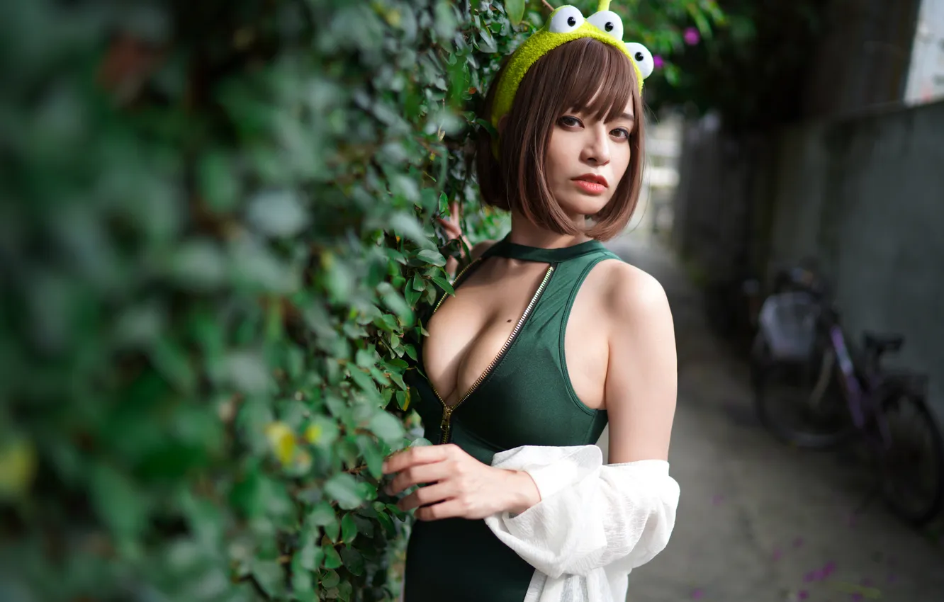Photo wallpaper chest, look, neckline, Asian, neckline