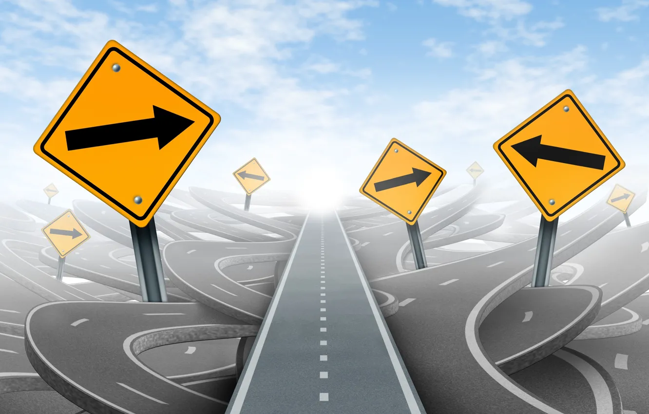 Photo wallpaper road, the sky, sign, index