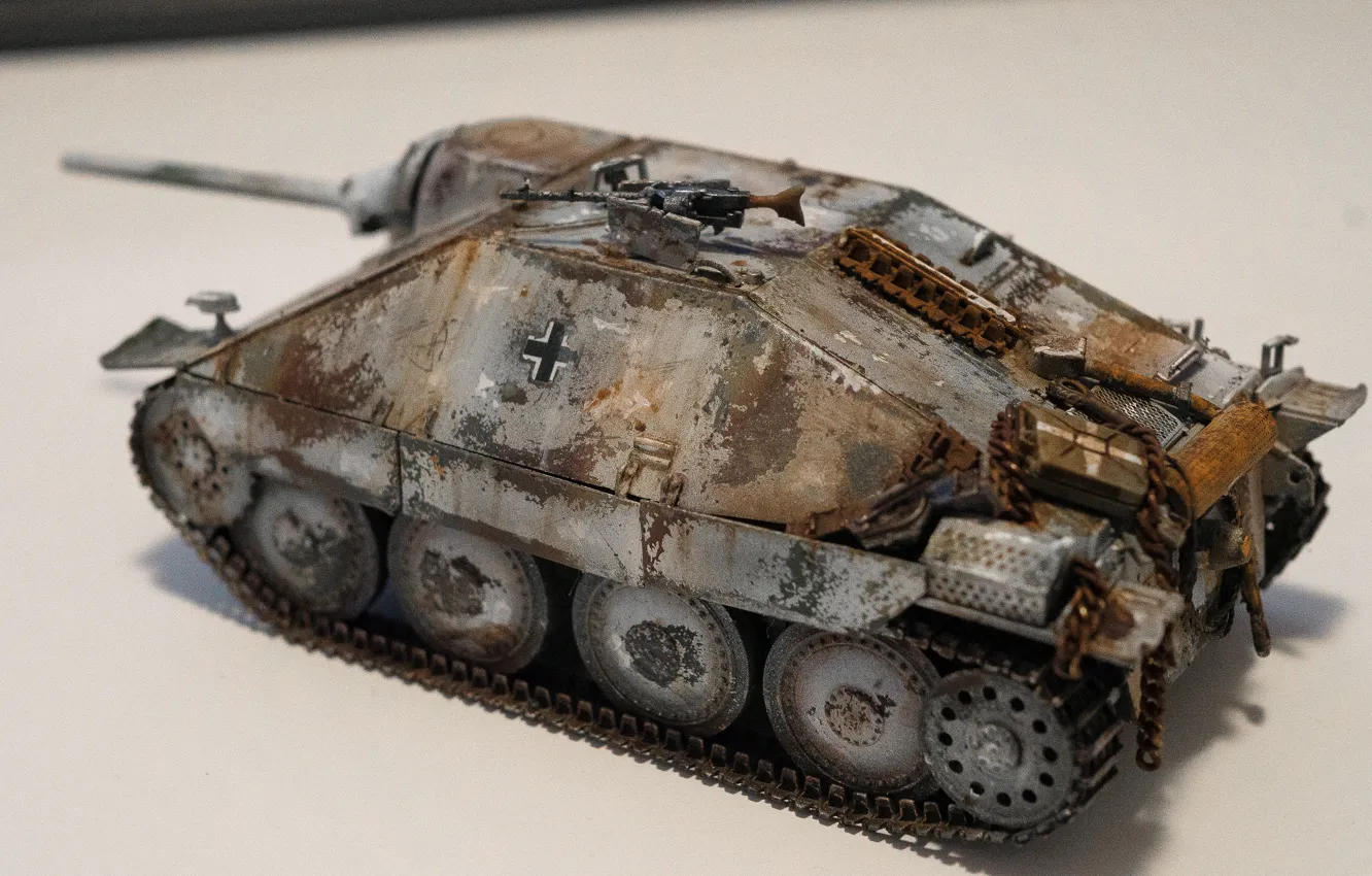 Photo wallpaper macro, toy, tank fighter, modelka, Hetzer, Hetzer 38