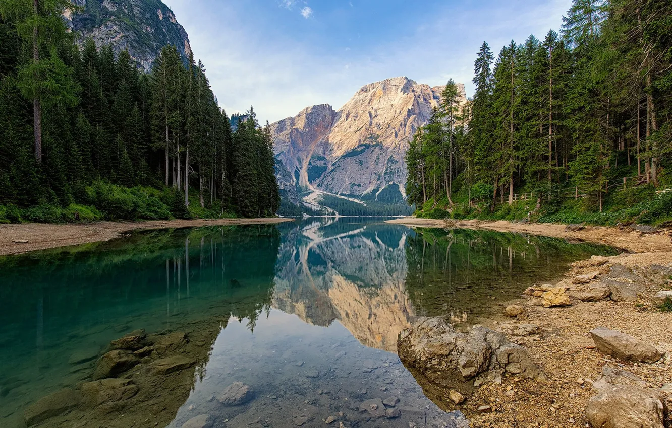 Photo wallpaper landscape, mountains, nature, river, beauty