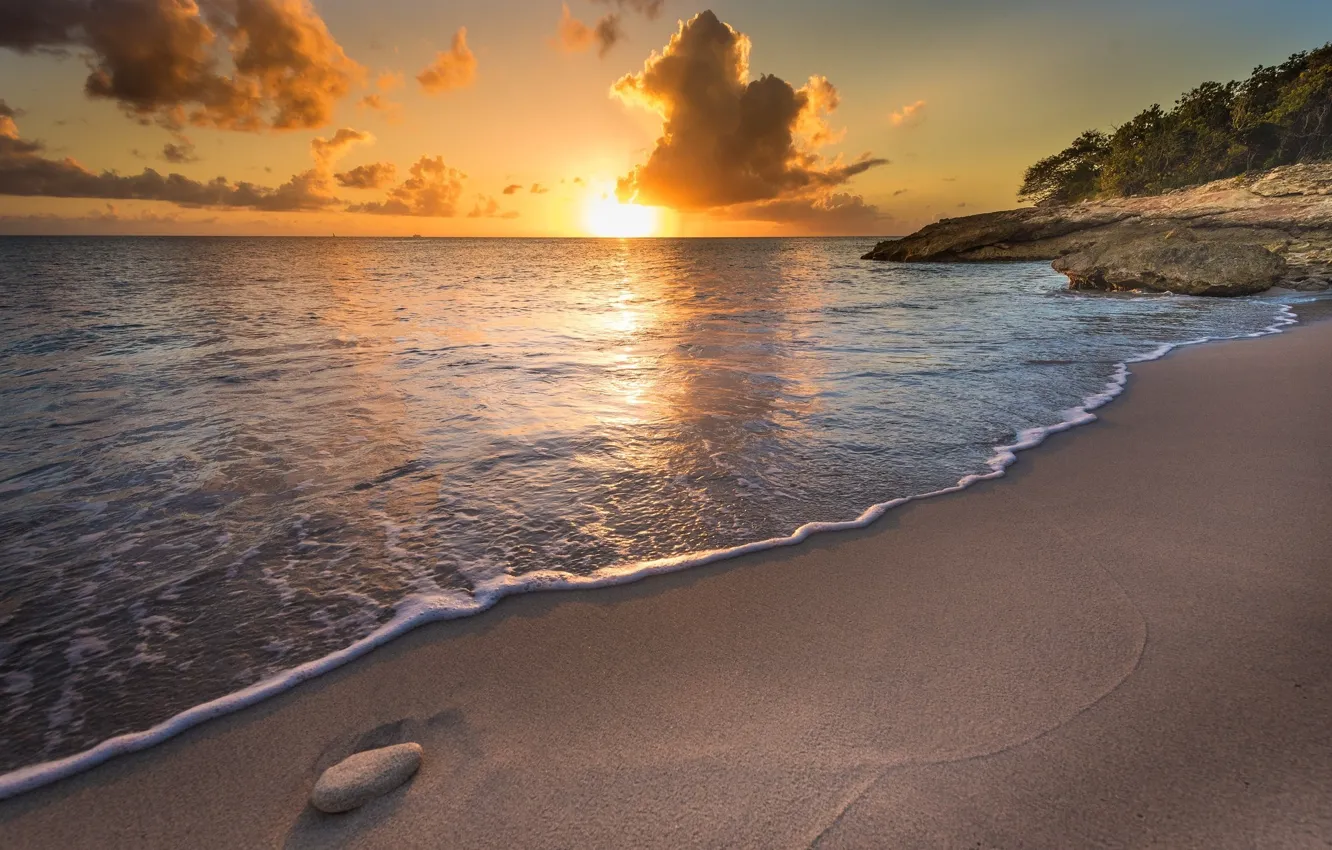 Photo wallpaper sea, landscape, sunset, nature, coast