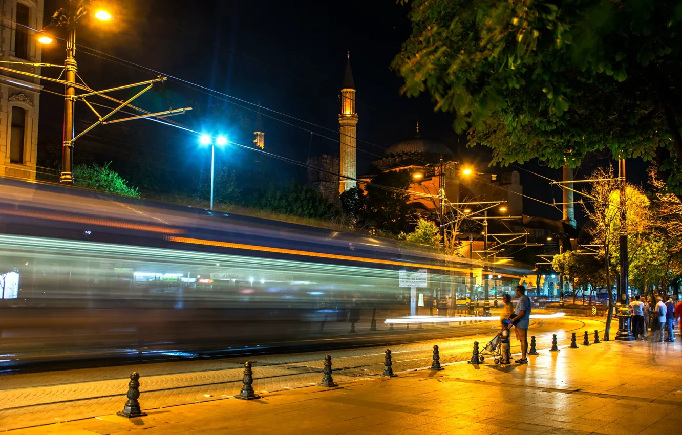 Photo wallpaper night, excerpt, Istanbul, Turkey, night, Istanbul