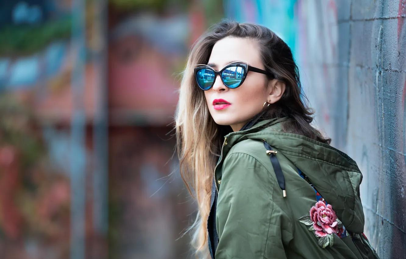 Photo wallpaper girl, model, glasses, bokeh, Vanessa
