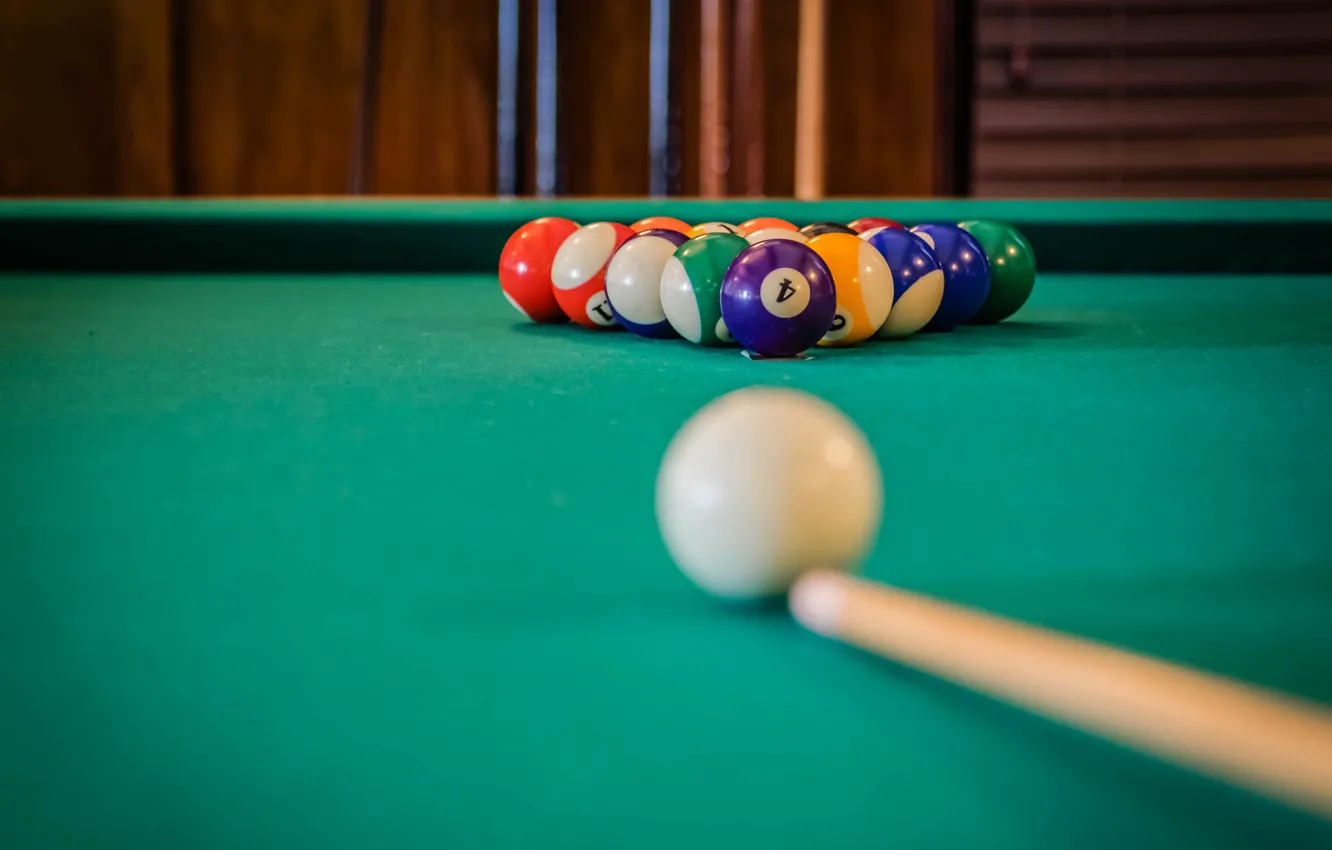 Photo wallpaper table, balls, Billiards, cue, pool