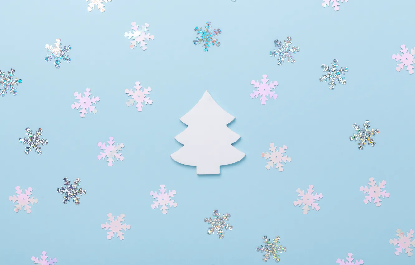 Photo wallpaper snowflakes, background, holiday, blue, tree, Christmas, ELIZAVETA ELESINA
