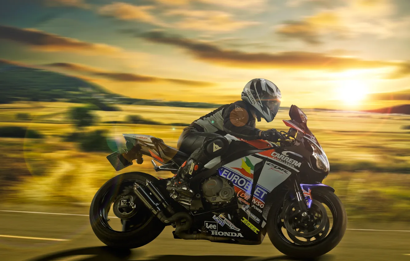 Photo wallpaper race, motorcycle, Honda, motorcyclist, Honda, ISLE of MAN TT