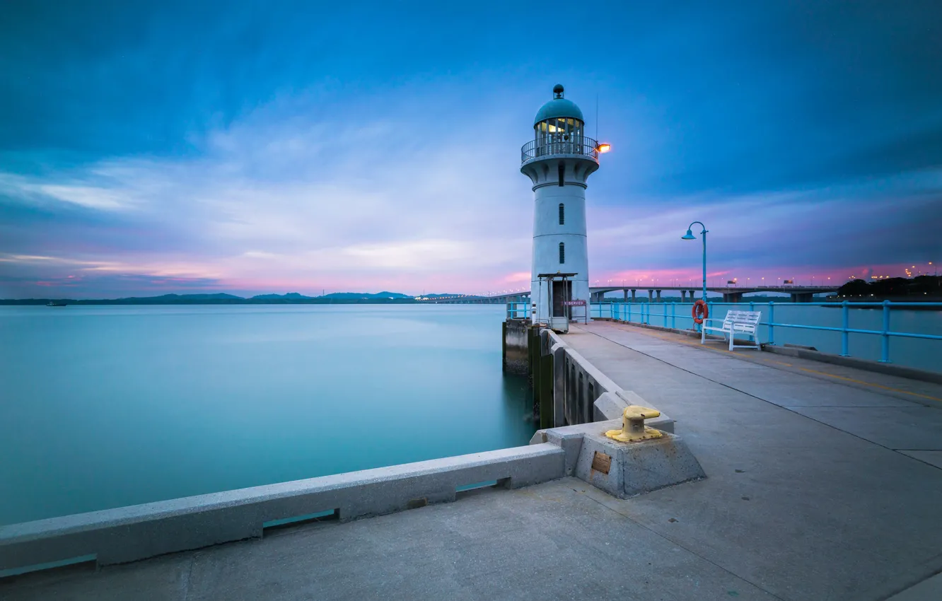 Photo wallpaper lighthouse, Singapore, Singapore, Tuas, Johor Straits lighthouse, South West