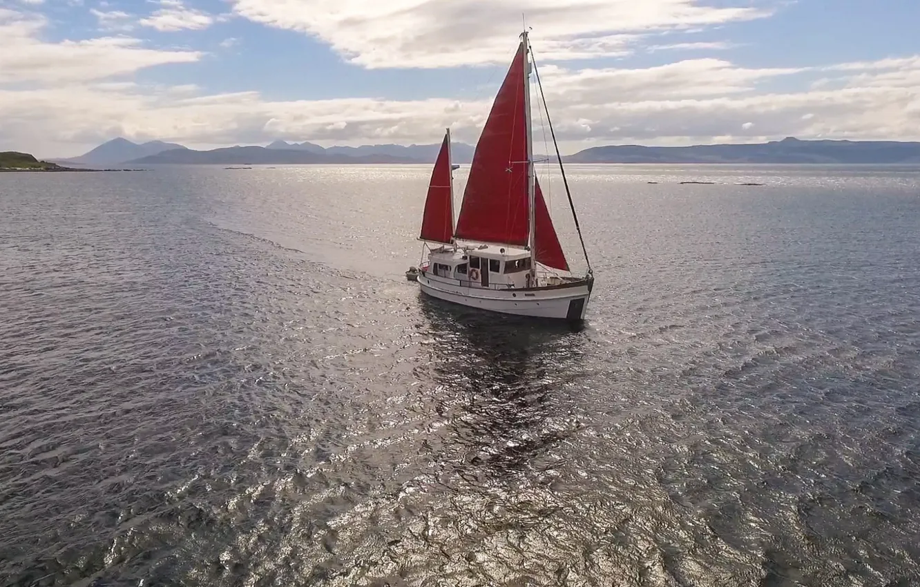 Photo wallpaper sea, the way, coast, ship, sail, mast