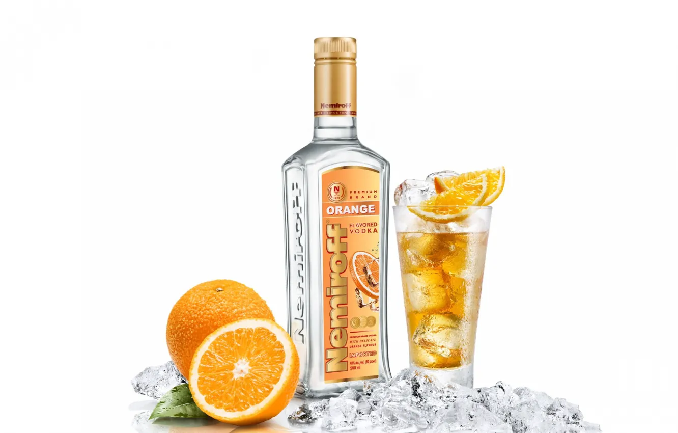 Photo wallpaper bottle, orange, vodka, Nemiroff