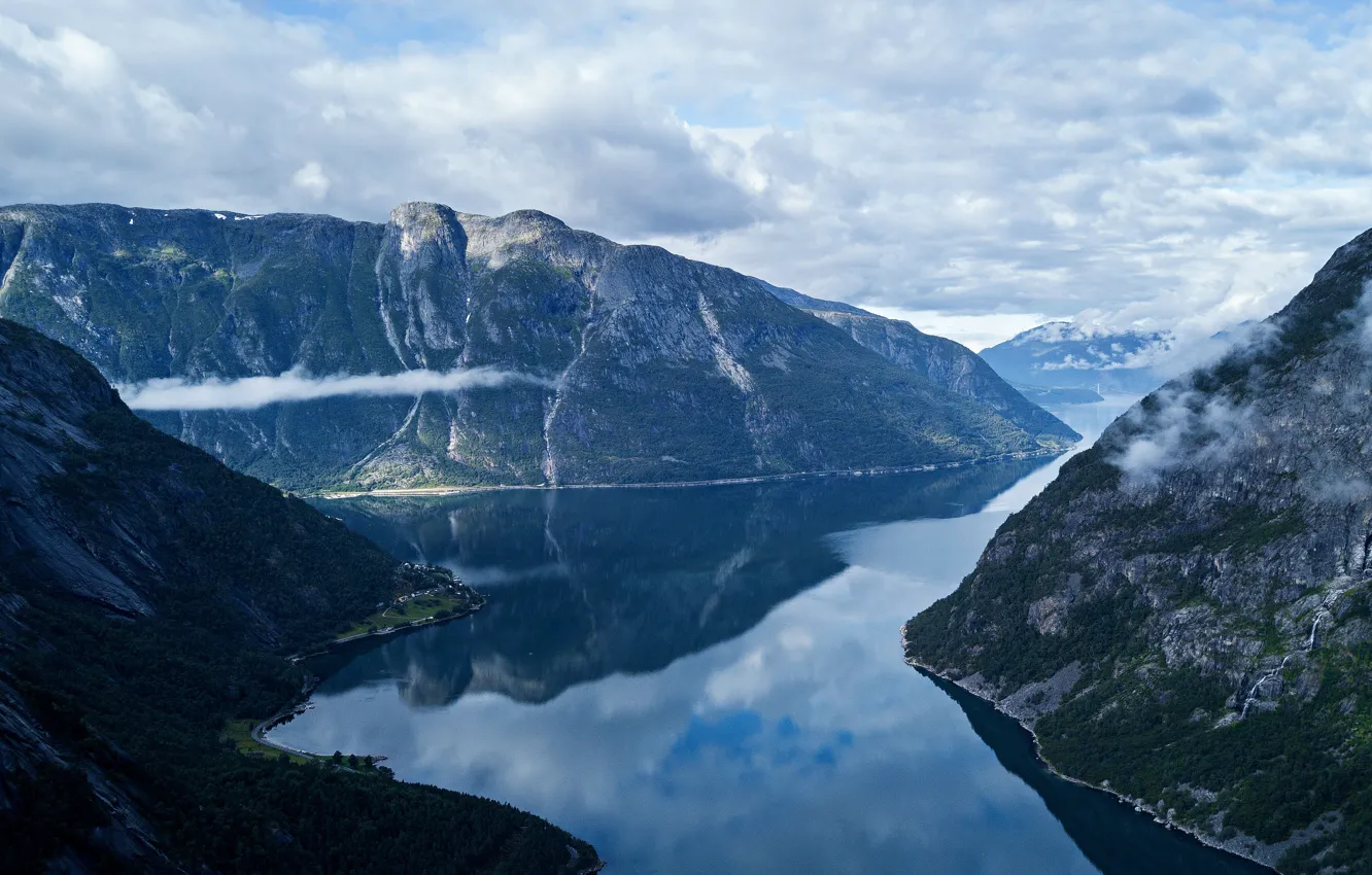 Photo wallpaper europe, river, mountains, lake, Norway, highlands