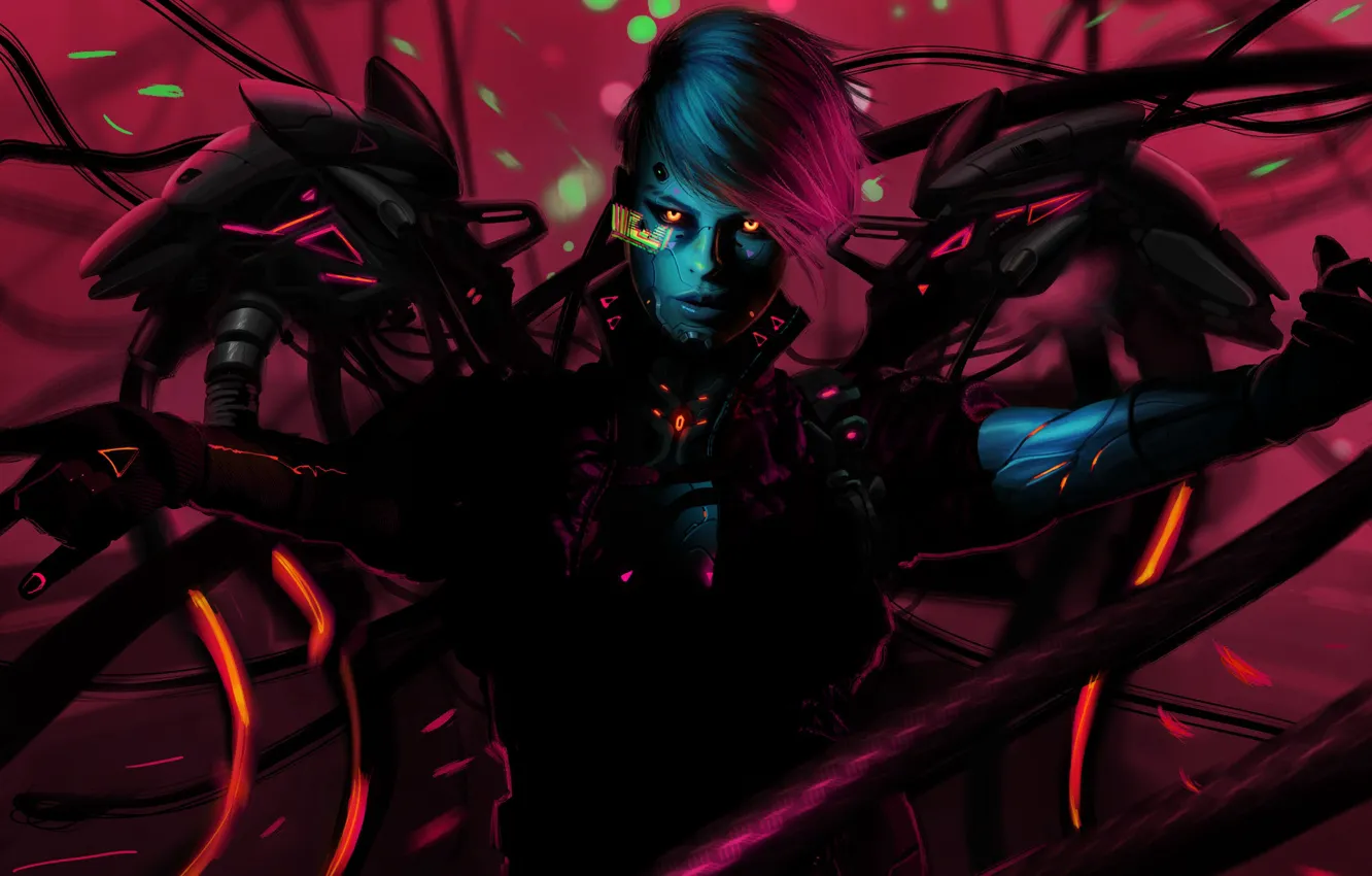 Photo wallpaper girl, fantasy, science fiction, art, Illustration, Concept Art, Characters, Cyberpunk
