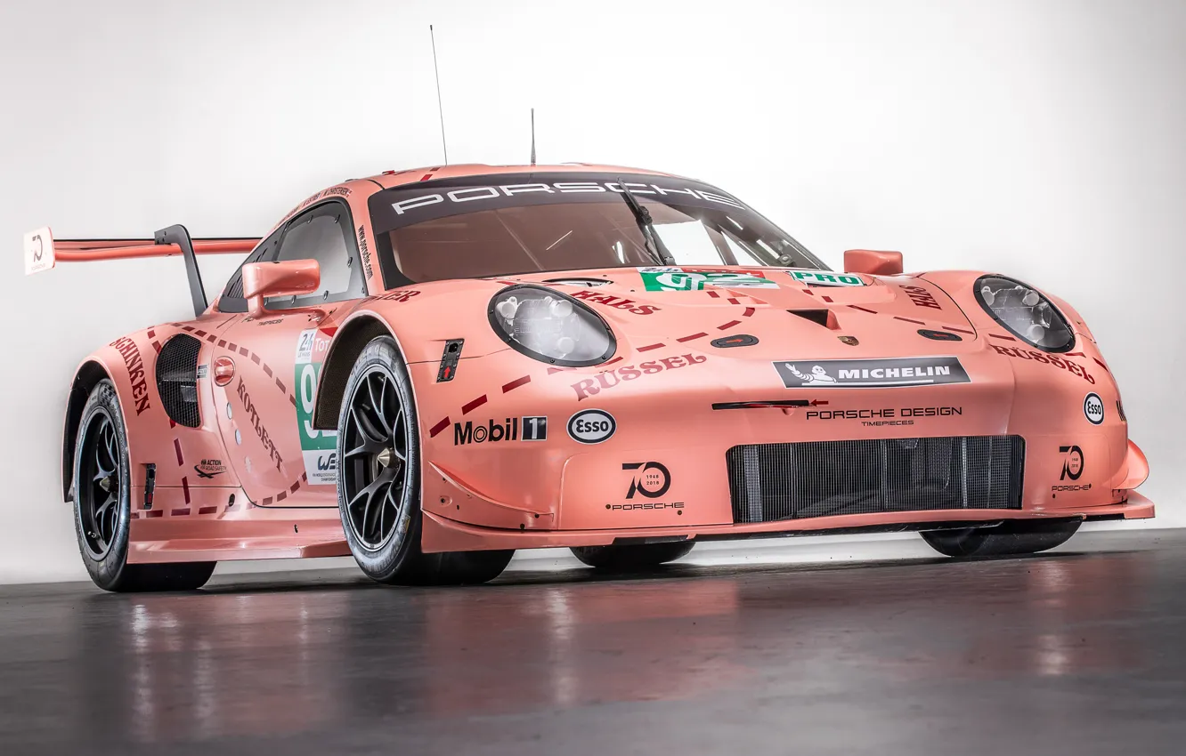 Photo wallpaper pink, 911, Porsche, racing car, RSR, 2018