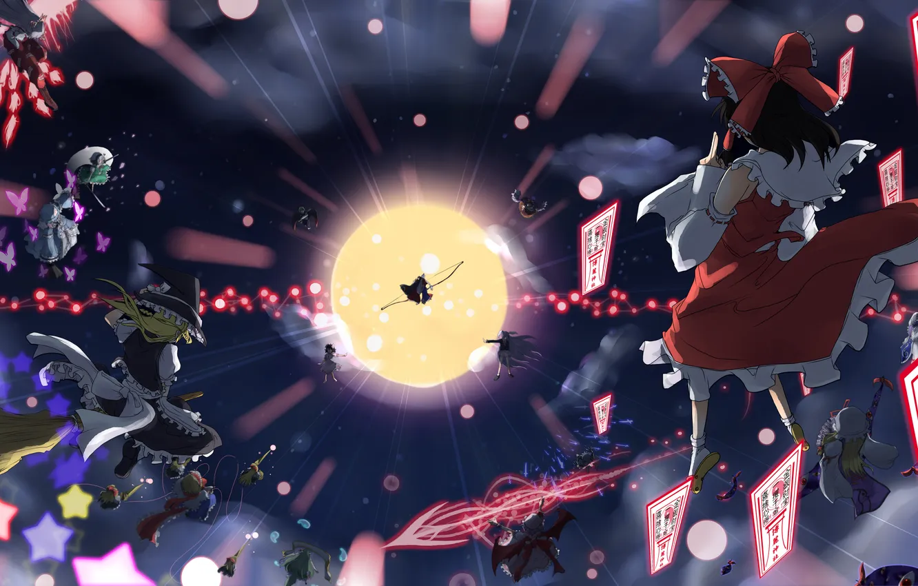 Photo wallpaper art, touhou, kirisame marisa, Konpaku Youmu, Izayoi Sakuya, Alice Margatroid, Hakurei Reimu, Fujiwara no Mokou