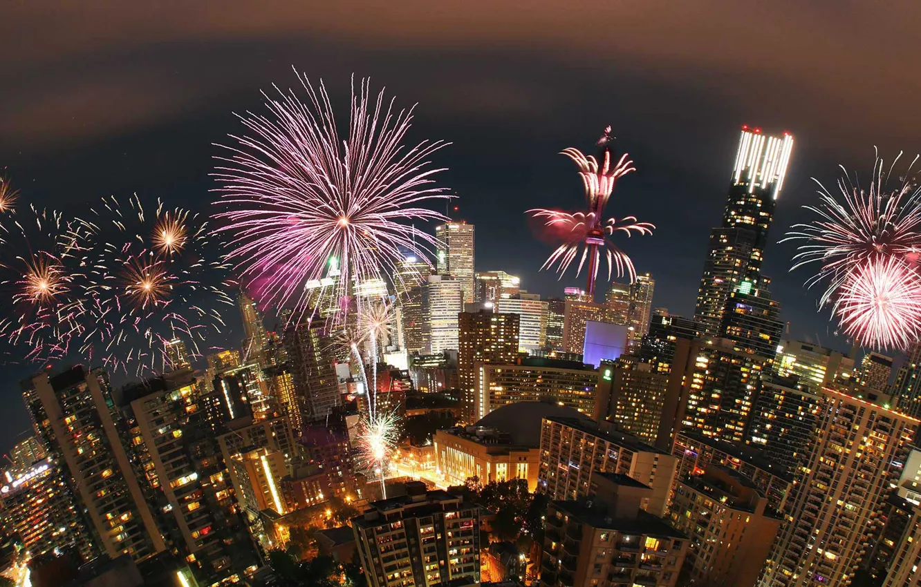 Photo wallpaper home, salute, Canada, fireworks, Toronto, Canada Day