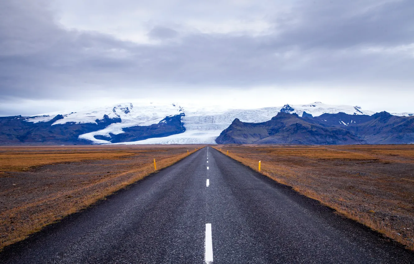 Photo wallpaper road, mountains, Iceland