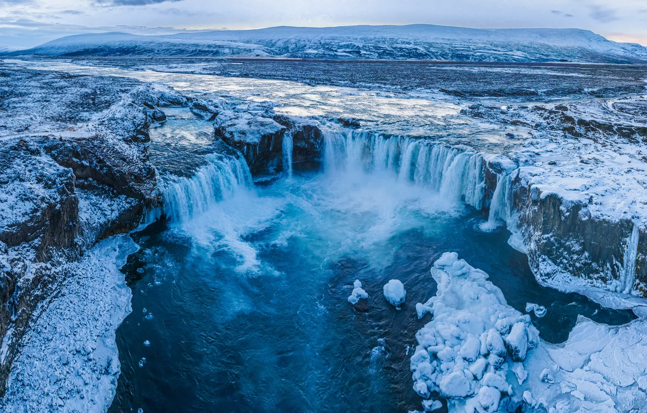 Photo wallpaper waterfall, Iceland, Godafoss