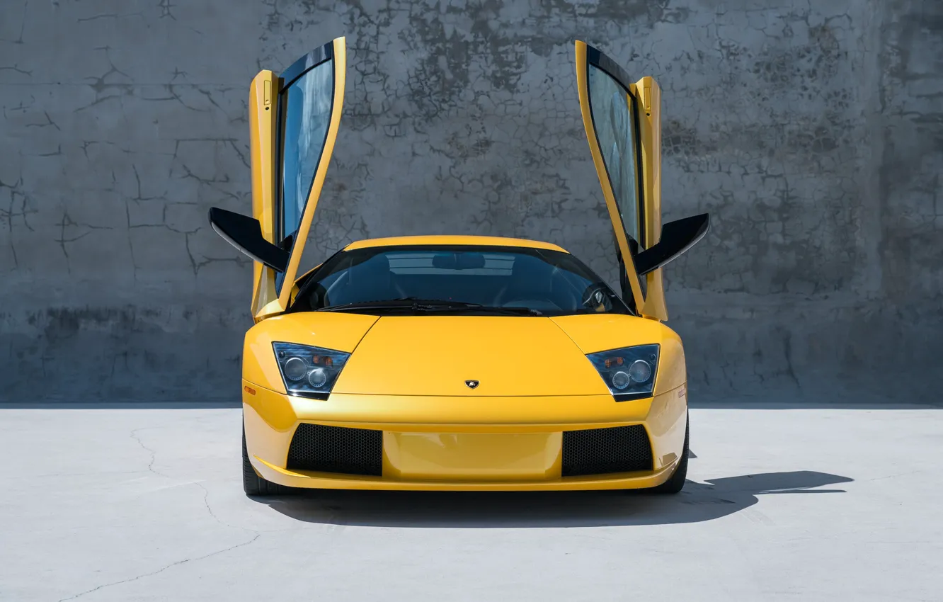 Photo wallpaper Lamborghini, Lamborghini Murcielago, Murcielago, lambo, front view, scissor doors