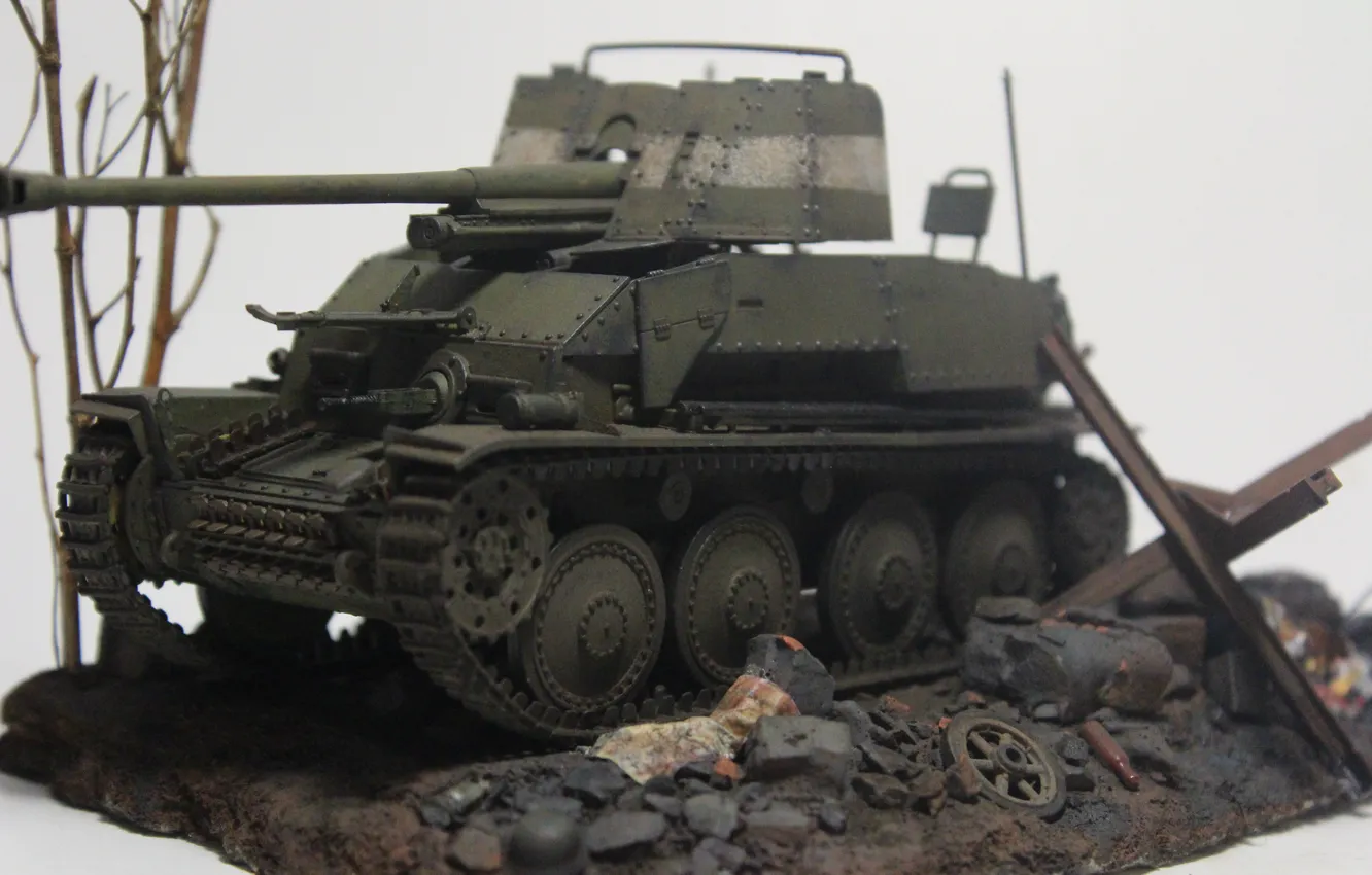 Photo wallpaper toy, SAU, model, easy, German, anti-tank, Marder III