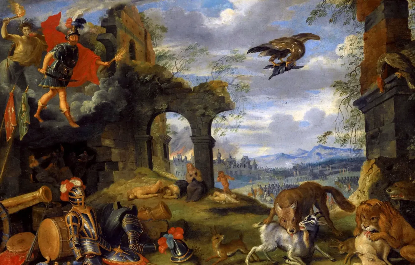 Photo wallpaper picture, genre, Jan Brueghel the younger, Allegory Of War