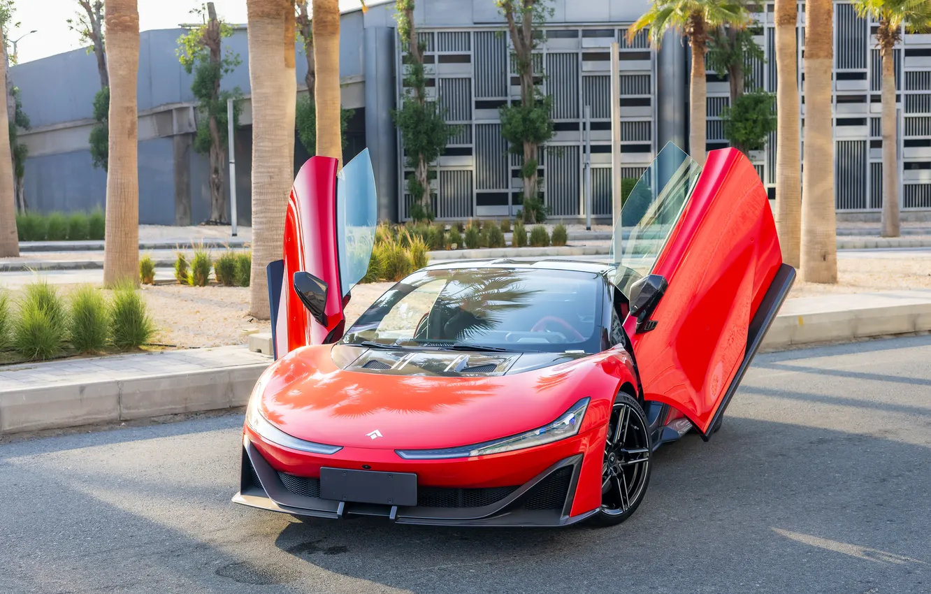 Photo wallpaper supercar, Aion, exterior, Supercar, 2023, open doors, Aion Hyper SSR, Hyper SSR