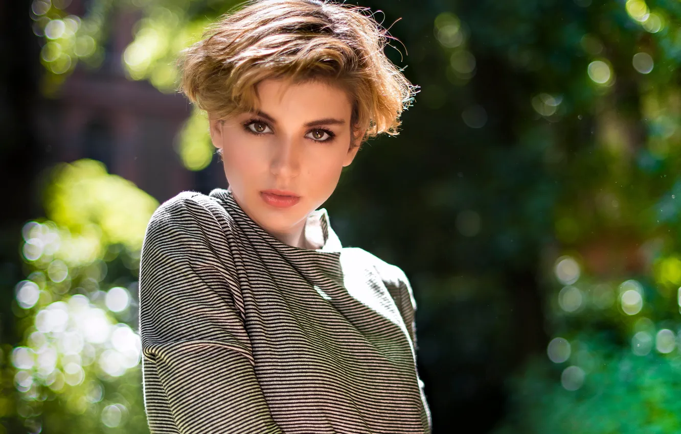 Photo wallpaper look, girl, bokeh, Cecilia