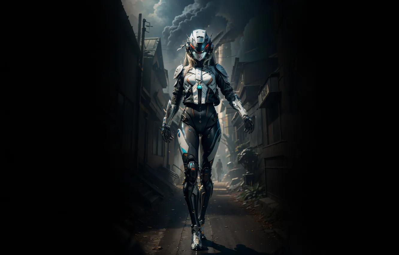 Photo wallpaper girl, fiction, fantasy, helmet