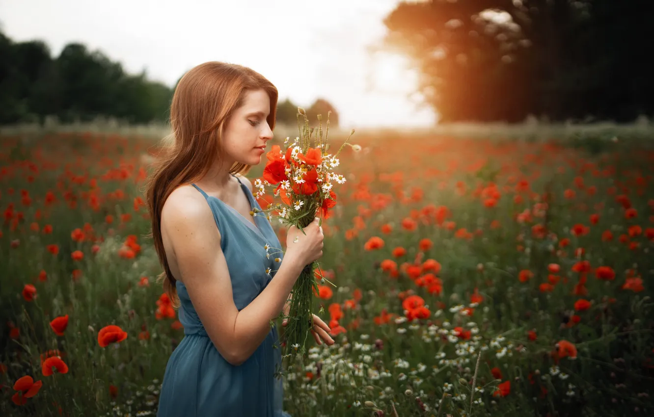 Wallpaper Summer Girl Flowers Nature For Mobile And Desktop Section