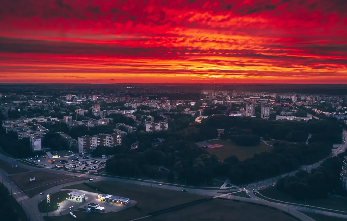 Photo wallpaper night, Lithuania, Kaunas