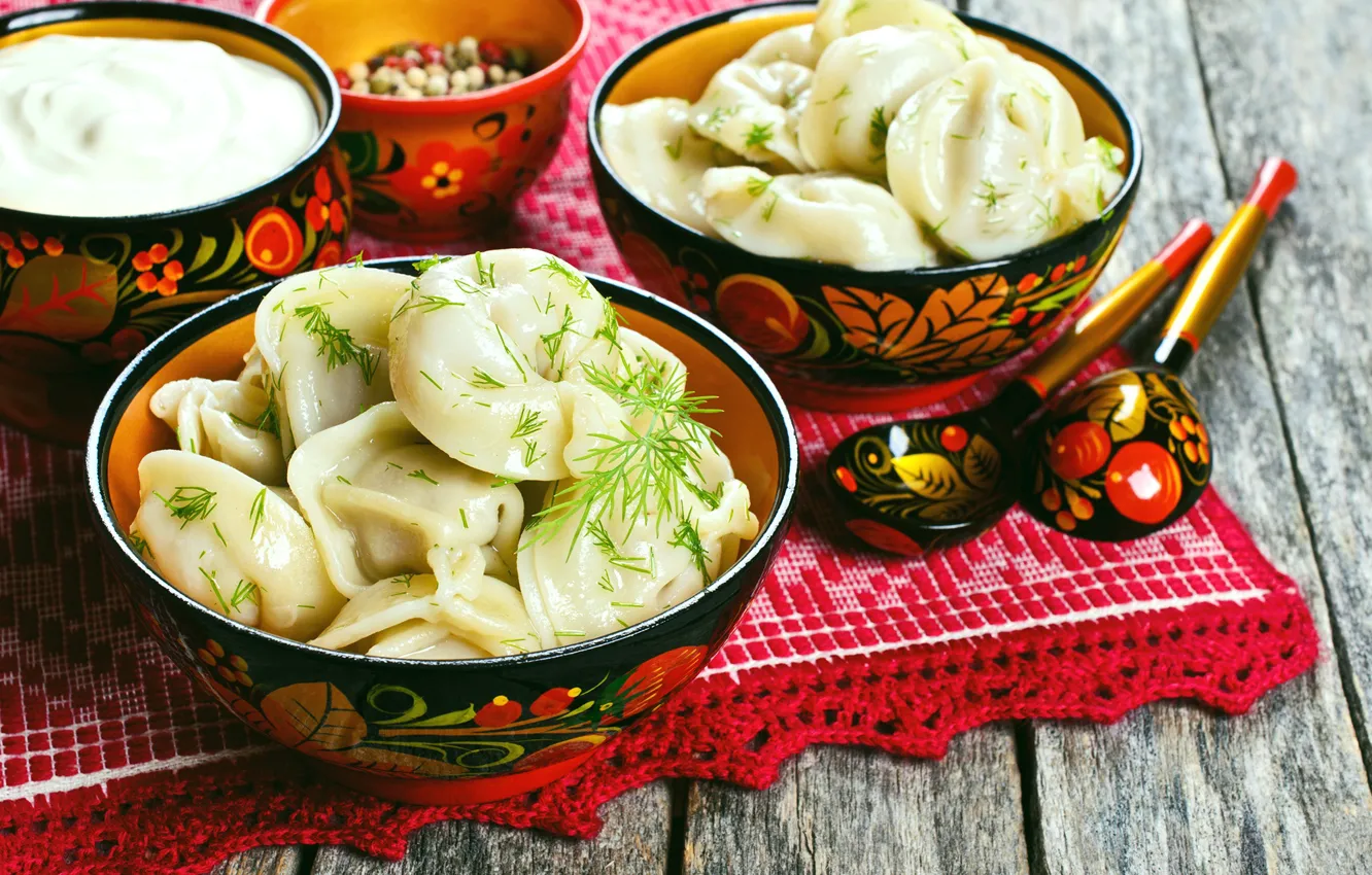 Photo wallpaper spoon, spices, dumplings