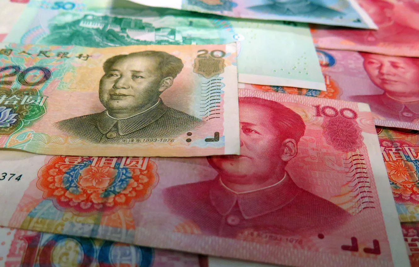 Photo wallpaper China, Money, Currency, Banknotes, Yuan, 100 Yuan, Asian, 20 Yuan
