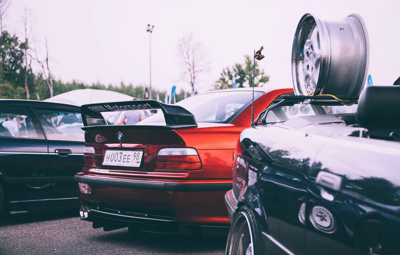 Photo wallpaper bmw, red, e36, stance nation, m3