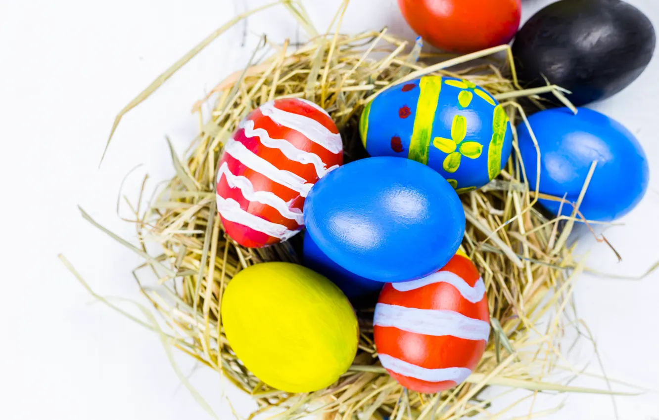 Photo wallpaper holiday, eggs, Easter, socket, straw, Easter, eggs